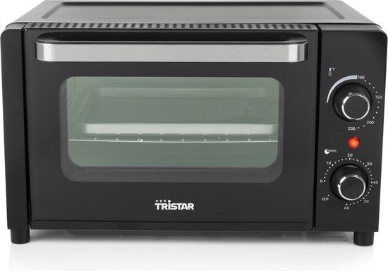 Tristar Camping Backofen OV-3615 - Backofen 10 Liter - 800 Watt - Freistehender kleiner Backofen mit Zubehör - Einstellbarer Thermostat: 100⁰ bis 230⁰ - Geeignet für Camping - Inklusive Backblech, Grillrost und Griff - Schwarz