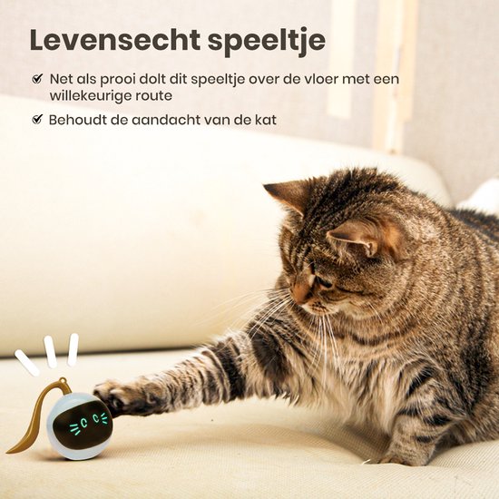 Otiume - Interaktiver Katzenball - Selbstrollend - USB Wiederaufladbar - weiß