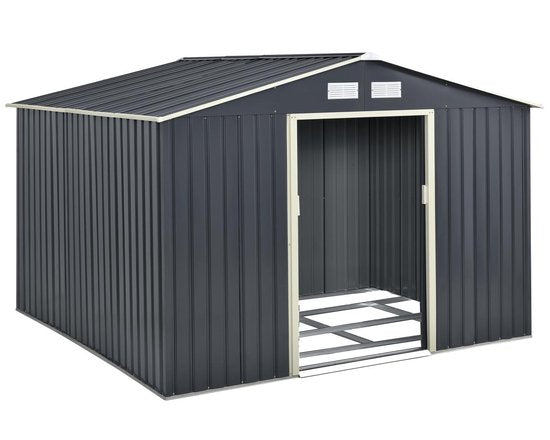 Juskys Metall-Gartenhaus XXL - 277 × 319 × 192 cm - Geräteschuppen - Anthrazit