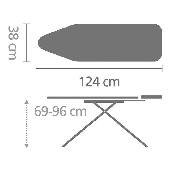 Brabantia Bügeltisch B - 124 x 38 cm, für Dampfbügeleisen - Fresh Breeze
