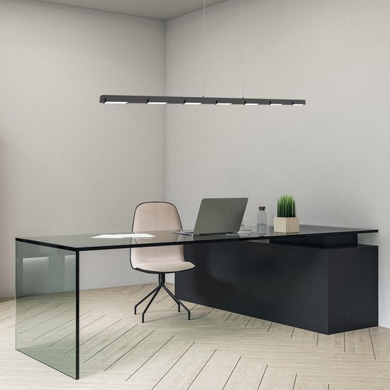 Hängeleuchte Bloc 3297ZW Schwarz mit höhenverstellbarem Kabelzug, Glas und Metall – Steinhauer