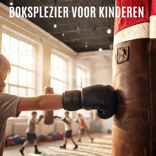Fitby Boxhandschuhe - Kickboxhandschuhe - Boxhandschuhe - Kinder-Boxhandschuhe - Schwarz - 8 oz
