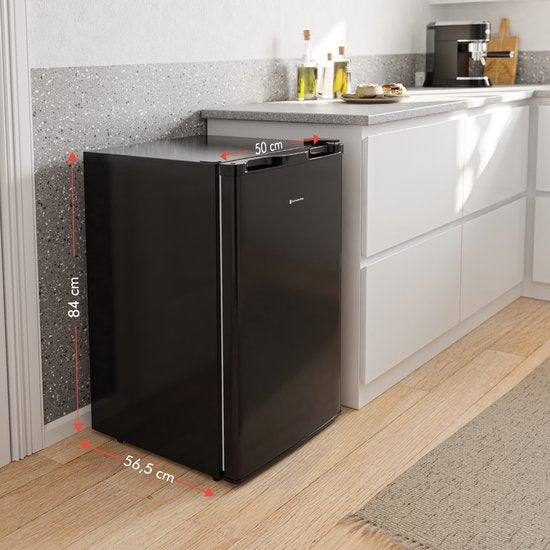 KitchenBrothers Kühlschrank - 88L Kühlfach - 14L Gefrierfach - Eisfach - Frigo - Freistehend - Schwarz