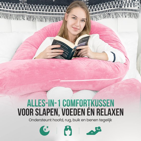 Avalo Schwangerschaftskissen XXL 280 cm - U-Shape Seitenschläferkissen - Ergonomisches Körperkissen - Stillkissen & Körperkissen für Schwangere - Pink