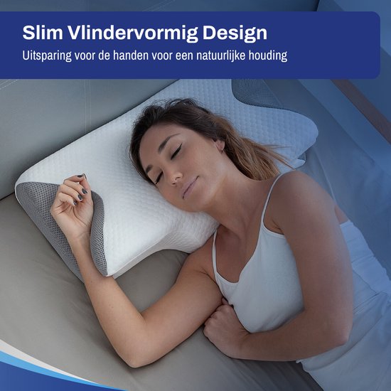 Sleeptight Schmetterlingskissen - Orthopädisches Kissen gegen Nackenschmerzen - Ergonomisches Anti-Schnarch-Kissen - Gedächtnisschaum Apnoe-Kissen - 65x35x13cm
