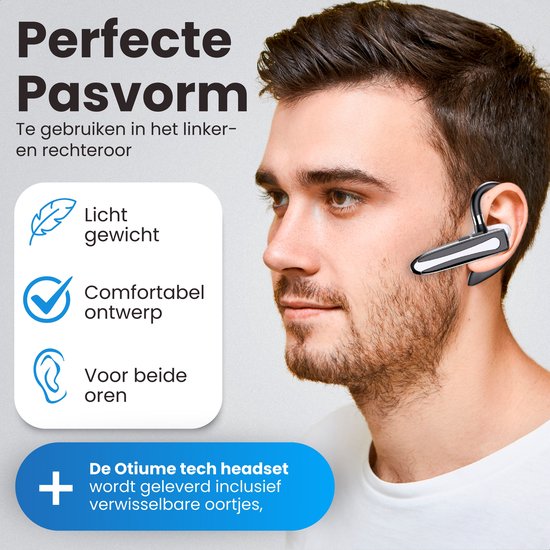 Otiume Wireless Headset PRO - Geräuschunterdrückung - inkl. Ladekoffer - Bluetooth 5.3 - Bluetooth Headset - Freisprecheinrichtung Auto - Ohrhörer Wireless mit Mikrofon