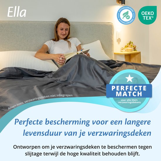 Bezug für Ellas Schmusedecke 150 x 200 CM - 7 KG & 9 KG - Bezugshülle aus 100% Bio-Baumwolle - Anthrazit