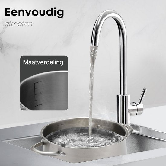 Savoré Kitchen 8-teiliges Pfannenset - Edelstahl - Kochtöpfe mit Glasdeckel - Induktionspfannen - Abtropfrand, Graduierung und Ausgießer