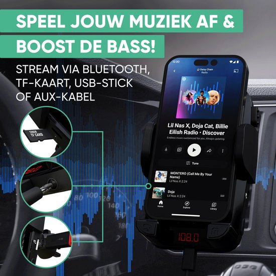 Serve 2in1 Bluetooth FM Transmitter & Telefonhalterung Auto - Car Kit für Musik - Telefonhalterungen Autozubehör - Lüftungshalterung