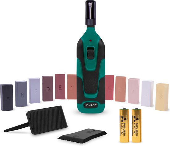 VONROC Reparaturset für Laminat & Holz - Inkl. 11 mischbaren Farben und Batterien