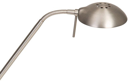 Stahl-Tischlampe Biron, 1-flammig, 7502ST, mit dreh- und neigbarem Arm, 17 cm große Fußplatte, 185 cm langes Kabel, klassisches Design, Mexlite