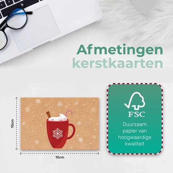 Giftmas Christmas Collection - Grußkarten & Weihnachtskarten Set - 36 Grußkarten mit 12 Motiven - Inklusive Umschläge und Aufkleber - Kraftpapier mit schwarzem Druck für die Feiertage - 20×15 cm