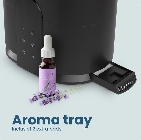 Auronic Luftbefeuchter - 4 Liter - 40m2 - Geeignet für Wohnzimmer, Büro, Schlafzimmer, Babyzimmer und mehr - Mit Aromatherapie - BPA-frei - Schwarz