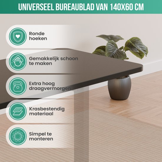 Avalo Desktop Loose 140x60cm - Schwarz - Tischplatte - Elektrische Tischplatte