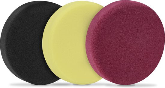 VONROC Polierscheiben/Polierpads Schaumstoff für Poliermaschinen - Starter Set - 150mm, 3 Stück