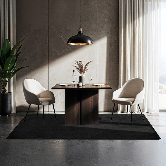 tectake - Kurzflorteppich - 120 x 170 cm - Schwarz - Teppich für Wohnzimmer, Schlafzimmer, Esszimmer - Pflegeleicht und waschbar - Anti-Rutsch-Unterlage - Allergikerfreundlich - Verschiedene Größen und Farben