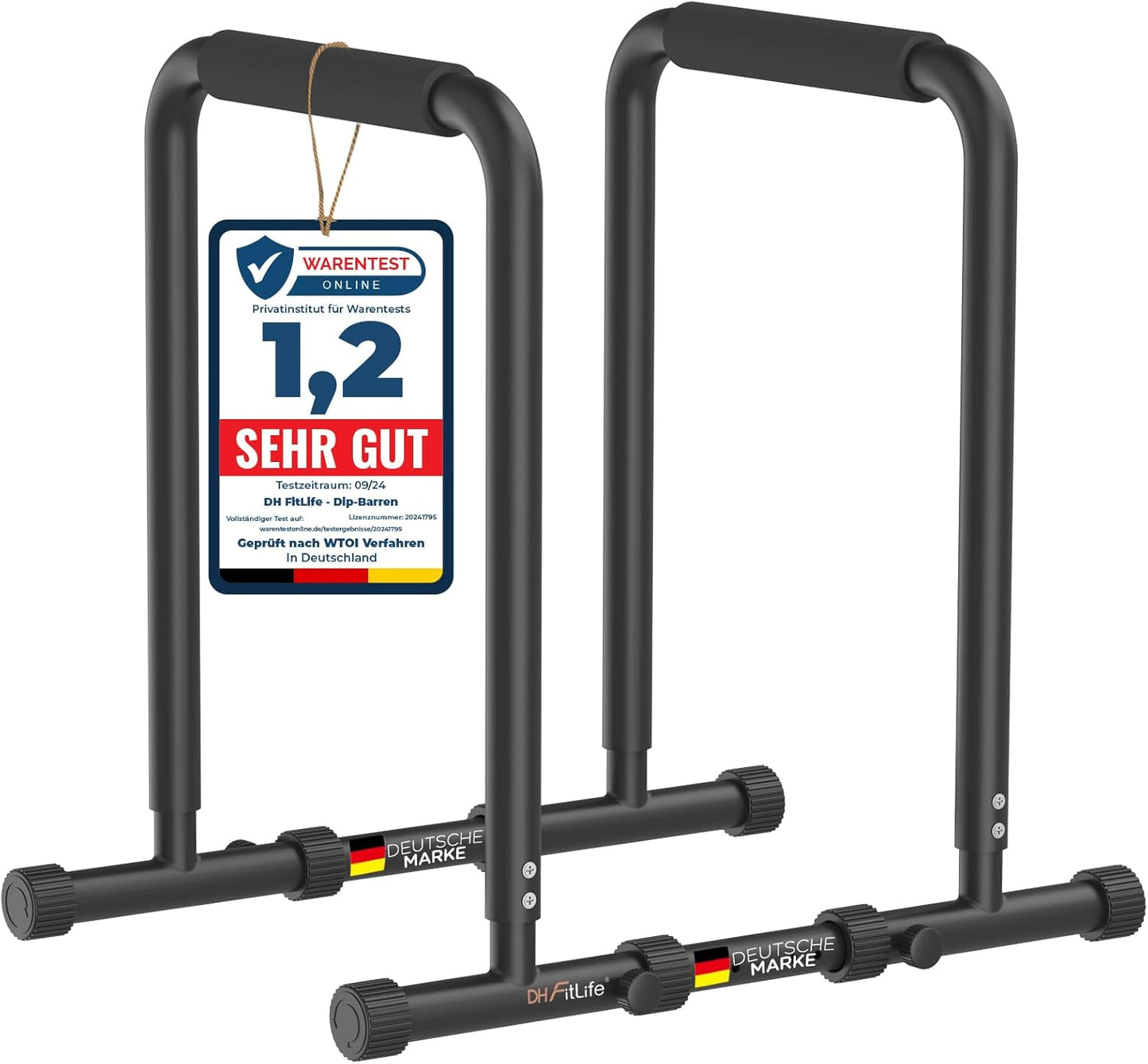 DH FitLife Dip Bars | Dip Station | Kraftstation Fitnessgeräte für Zuhause | Parallettes Calisthenics Trainingsgeräte | Krafttraining 80-100 cm individuell einstellbar