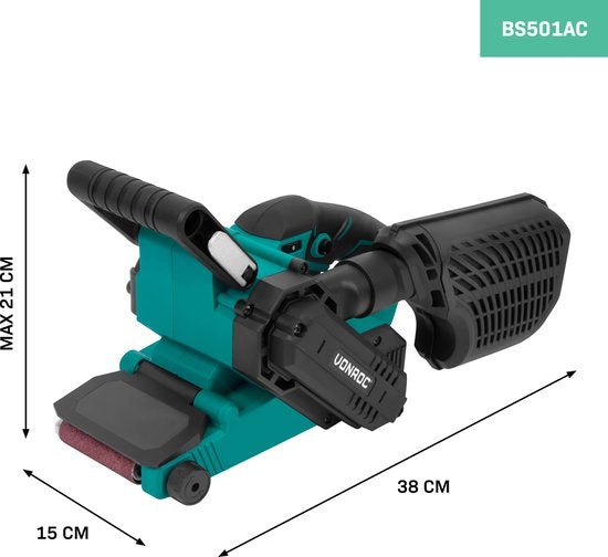 VONROC Bandschleifmaschine 710W - Inkl. 6 Schleifbänder - variable Geschwindigkeit