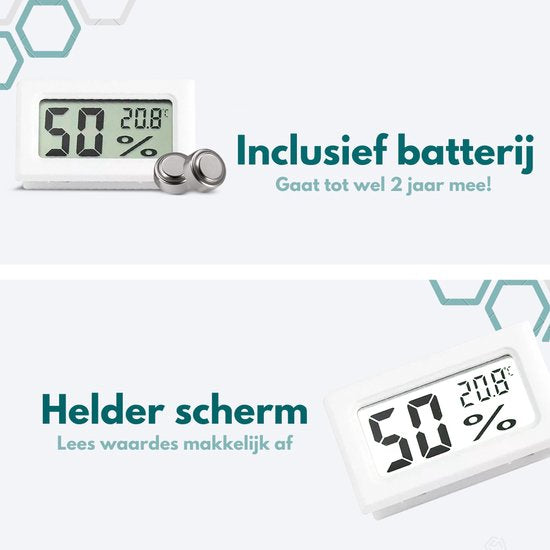 Ease Electronicz Hygrometer - Wetterstation - Luftfeuchtigkeitsmesser - Thermometer für Innenräume - inkl. Batterien