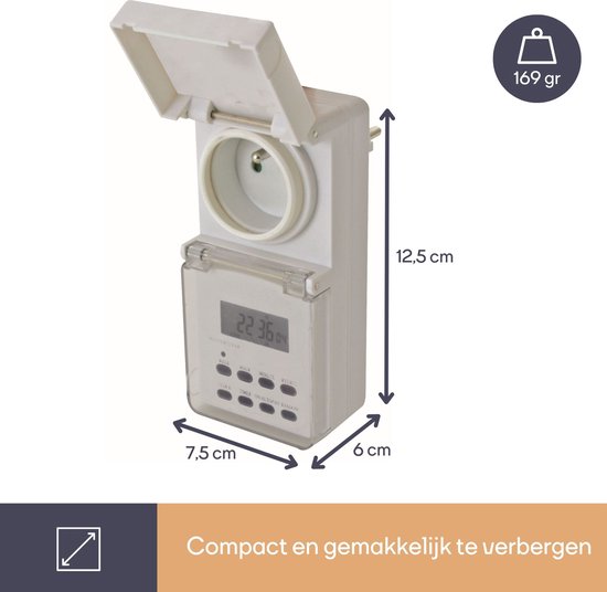 Perel Wochenzeitschaltuhr, digital, 230 V, 32 A, 3600 W, IP44, für den Außenbereich, französische Erdung Typ E, weiß