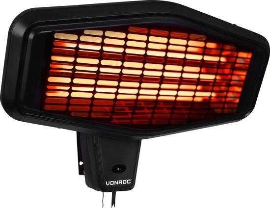 VONROC Atmosphärischer Terrassenstrahler - Amiata 2200W - Leistungsstarke Infrarotlampe - 3 Heizstufen - Zur Wandmontage