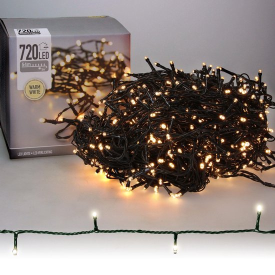 54 Meter LED-Leuchten / LED-Schnur mit 720 LEDs warm/weiß | für den Innen- und Außenbereich