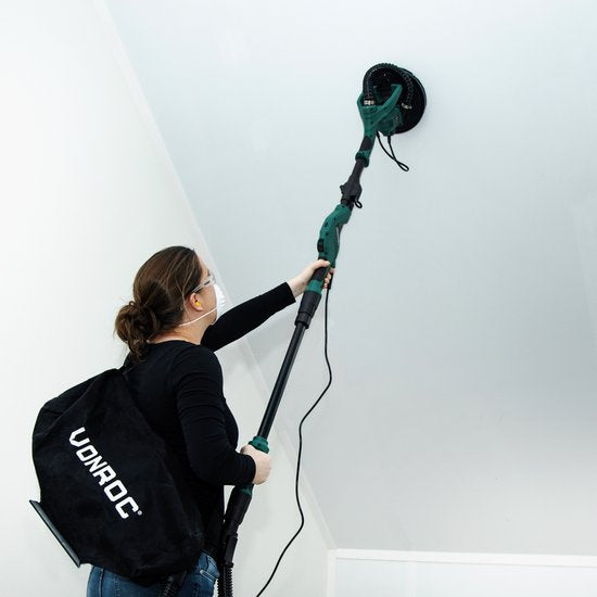VONROC Teleskop-Deckenschleifer - 1050W - Ø225MM - Ideal für Decke und Wand