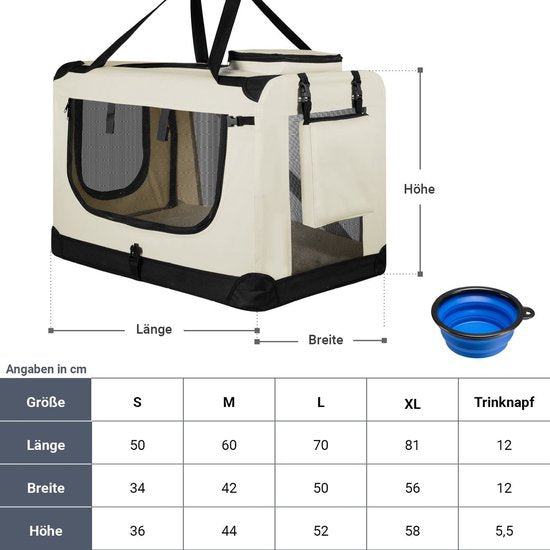 Klappbare Hundetransportbox / Sitzbank Lassie S - Beige - 34 x 50 x 36 cm