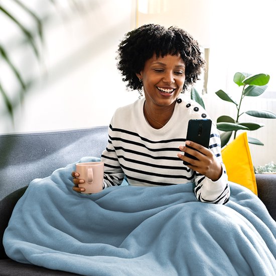 Auronic Electric Blanket - 160x120cm - Wärmedecke - 1 Person - 3 Heizstufen - mit Timer - Heizdecke - Hellblau