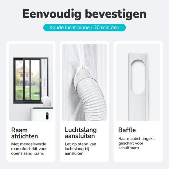 Bloomfold Mobile Air Conditioner - 12.000 BTU - 4-in-1 - Klimaanlage mit Fensterdichtungs-Kits - Schlafzimmer - Wohnzimmer - kühlen bis zu 35mÂ²
