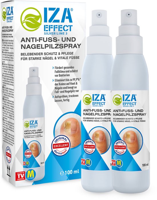 IZA Effect Fußpflegespray – 2 Stück – Das Original aus dem Fernsehen – sorgt für ein besseres Fußklima – ohne Abspülen – Fußspray – Fußhygiene – pflegt Haut und Nägel