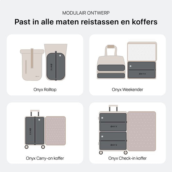 ONYX Aircube™ Vakuumverpackungswürfel - 1 Stück - Inklusive kabelloser Kompressionspumpe - Für Koffer und Taschen - Kofferorganisation - Gepäck- und Rucksackkompression - Grau