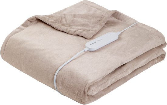 Inventum HB185T elektrische Heizdecke 180x130 cm - Einzeln - 4 Wärmestufen - Waschbar - Automatische Abschaltung - Fleece - Taupe