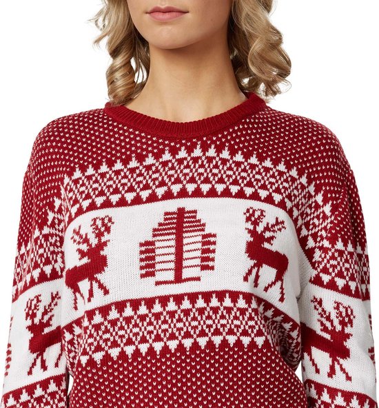 Dressforfun Weihnachtspulli Winter Wonderland Rot und Weiß – Damen – Größe S