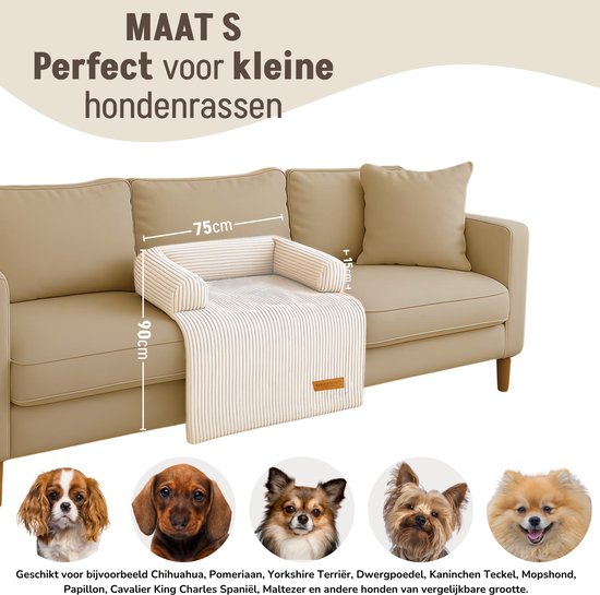 By Cee Cee Original Hundedeckenbank - Hundedeckenbank - Hundekorb - Premium - komplett mit Reißverschluss - Rippengewebe - Beige - 75x90 - Größe S
