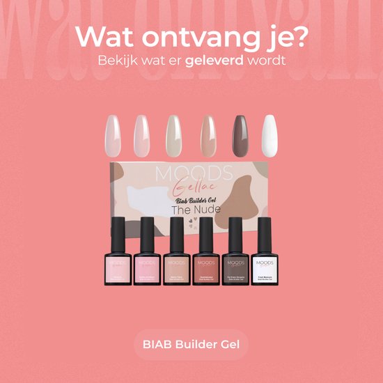 Moods Gellac BIAB - Builder in a Bottle - BIAB Nagelaufbau-Gel - The Nude - HEMA & TPO Frei