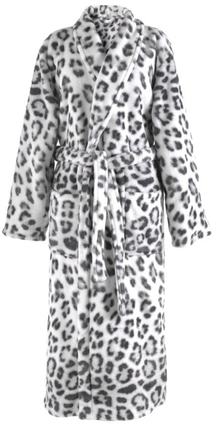 ZoHome Leopard Bademantel lang - Fleece - Größe M - Braun