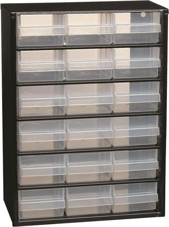 Raaco Metall-Schubladenschrank - DIY - 18 Schubladen - 150 x 306 x 420 mm