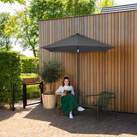 VONROC Premium Sonnenschirm Torbole - Ø200cm - Strapazierfähiger Stockschirm - UV-beständiges Tuch - Grau - inkl. Schutzhülle