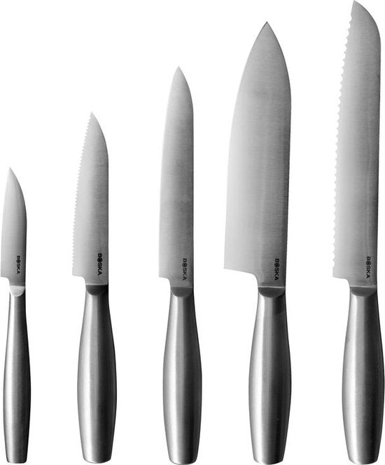 Boska Messerset Kopenhagen - 5 Küchenmesser - Für jede Art von Essen - Einzigartiges Design - Spülmaschinenfest - Rostfreier Stahl