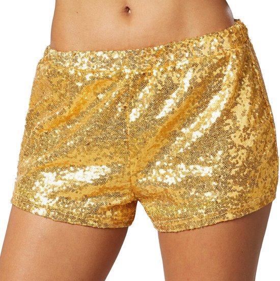 Dressforfun Faschingskostüm Pailletten Shorts Gold – Damen – Größe XL
