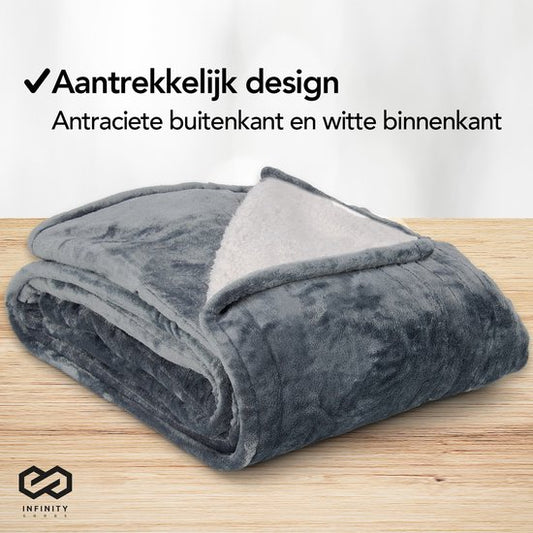 Infinity Goods - Electric Blanket - Heizdecke - 2-Personen - 180 x 160 cm - Mit Timer - Decke - Fleece - Anthrazit
