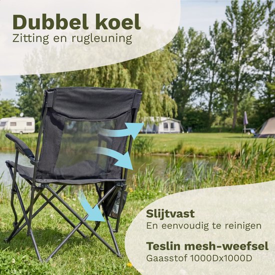 TRVLMORE Campingstuhl - klappbar - 120KG Tragkraft - inkl. Tragetasche - Klappstuhl - Angelstuhl - Campingstuhl - Klappstuhl - Schwarz