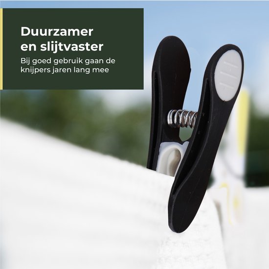 Gandria Wäscheklammern 48 Stück - Kunststoff-Wäscheklammern - Satz von 48 Kunststoff-Wäscheklammern - Wäscheständer Wäscheklammern 10 Kg - Schwarz/Weiß und Weiß/Schwarz