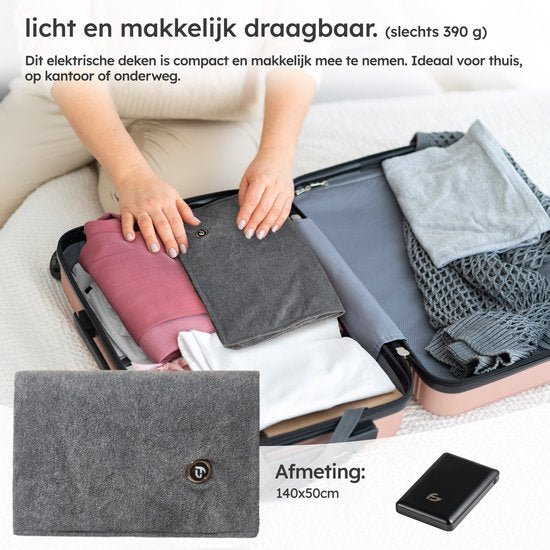 Wärmedecke - Infrarot - Kabellos - Stuhlwärmer - Wärmedecke Stuhl - Wärmedecke - 3 Einstellungen - 40x110 cm - Original Grey - Saaf Comfort