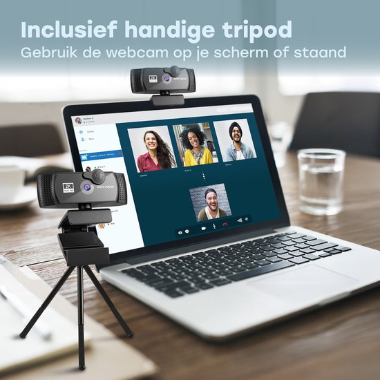 Audyn Webcam - 5MP - 2K Full HD - mit Mikrofon - für PC - inkl. Abdeckung & Ständer - Streaming Kamera - Webcams