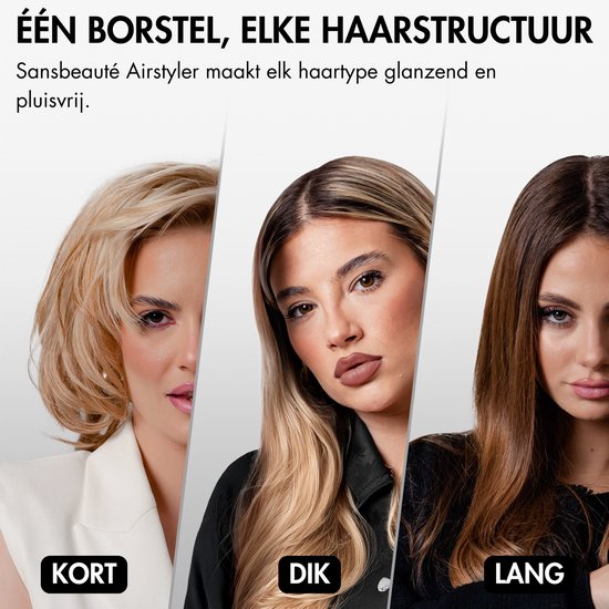 Sansbeauté® 4-in-1 Airstyler - Multistyler - Haartrocknerbürste Kurzes Haar - Lockenstab - Haarstyler - Haartrockner - Wärmebürste - Lockenbürste - Lockenstab - Haarglätter - Haarwickel - Stylingbürste - 5 in 1 Hairstyler