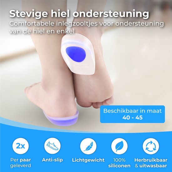 Nuvance - Fersensporn Einlagen - Fersenschützer - Einlagen - Fersensporn - 2 Stück für Größe 40-45 - Blau