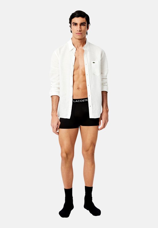 Lacoste Herren 3P Mikrofaser-Boxershorts, Basic, schwarz
