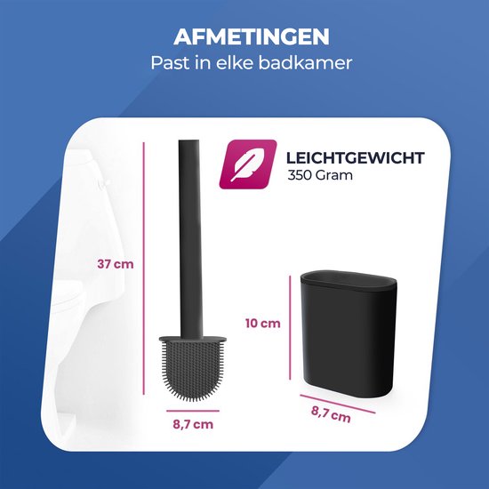 Roegaarden WC-Bürste mit Halter - Toilettenbürste - Silikon - Freistehend und hängend - Schwarz Ganz
